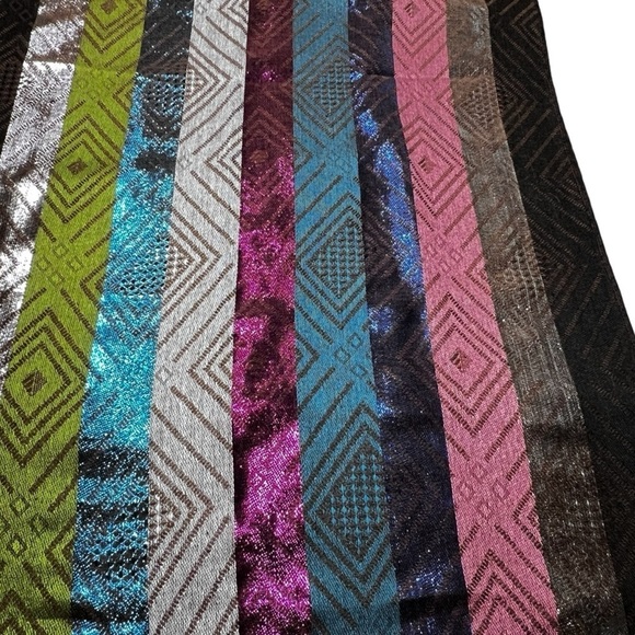Multi-colored Metallic Scarf Shawl Wrap With Fringe - Picture 9 of 16